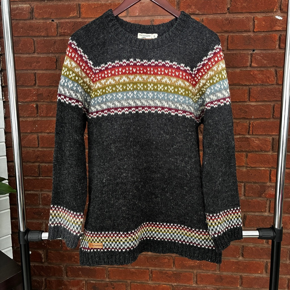 Pachamama 100% Wool Fair Isle Sweater Women’s Sm Scandi Style Nordic Cottagecore